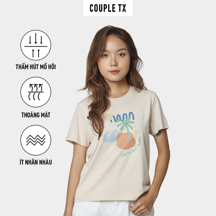 [15.1 - 17.1 Voucher lên đến 200K] Áo Thun Nữ COUPLE TX - Áo Phông Cotton, Tay Ngắn, Cổ Tròn, Hình In Modal In Art WTS 2370