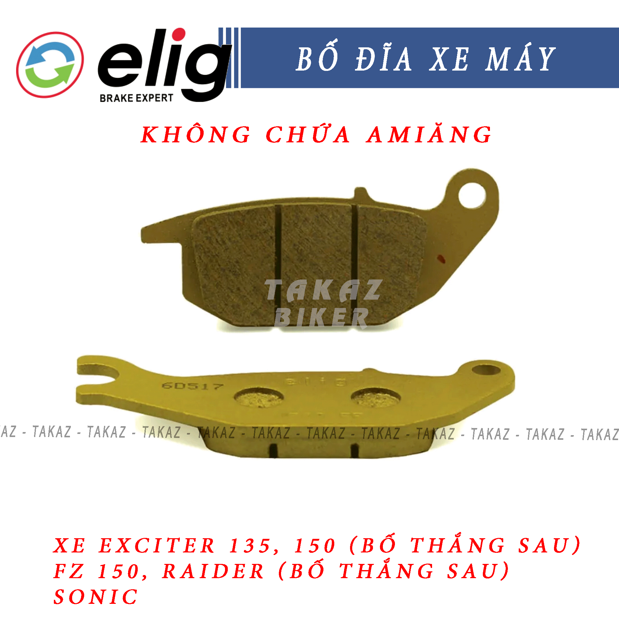 Bố thắng má phanh dĩa Elig Bố thắng má phanh dĩa Elig Sirius R Exciter 135 Fz150