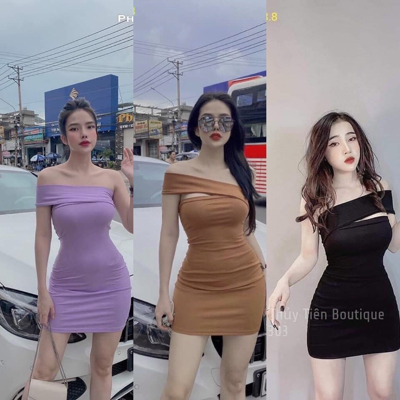 ĐẦM BODY LỆCH VAI HINH THẬT)