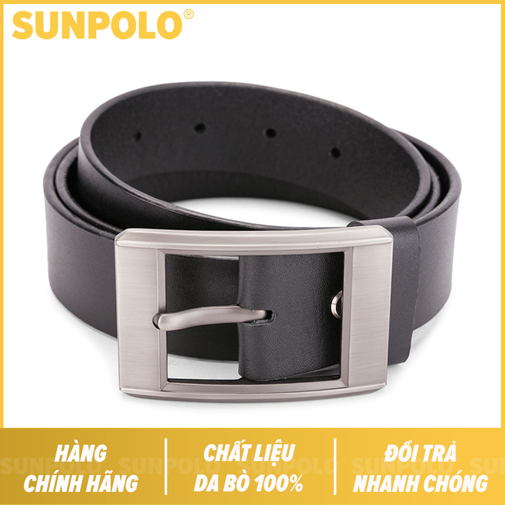 Thắt Lưng Nam Da Bò Khóa Kim SunPoLo BS01D (Đen)