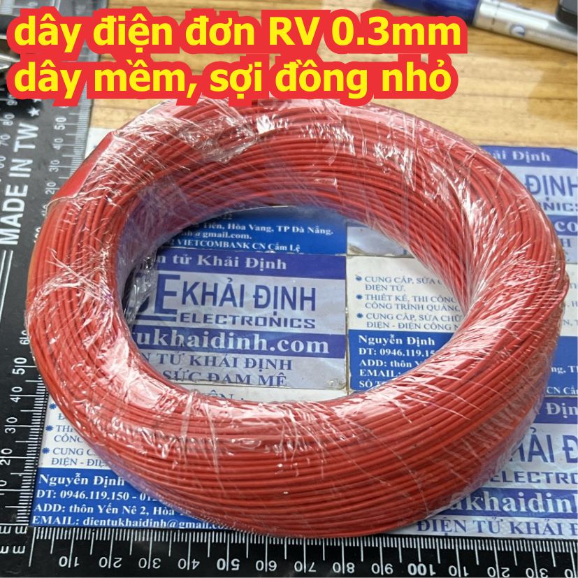 dây điện đơn RV (SỢI ĐỒNG NHỎ) mềm 0.3mm 0,3mm (nguyên cuộn 100 mét) kde1667