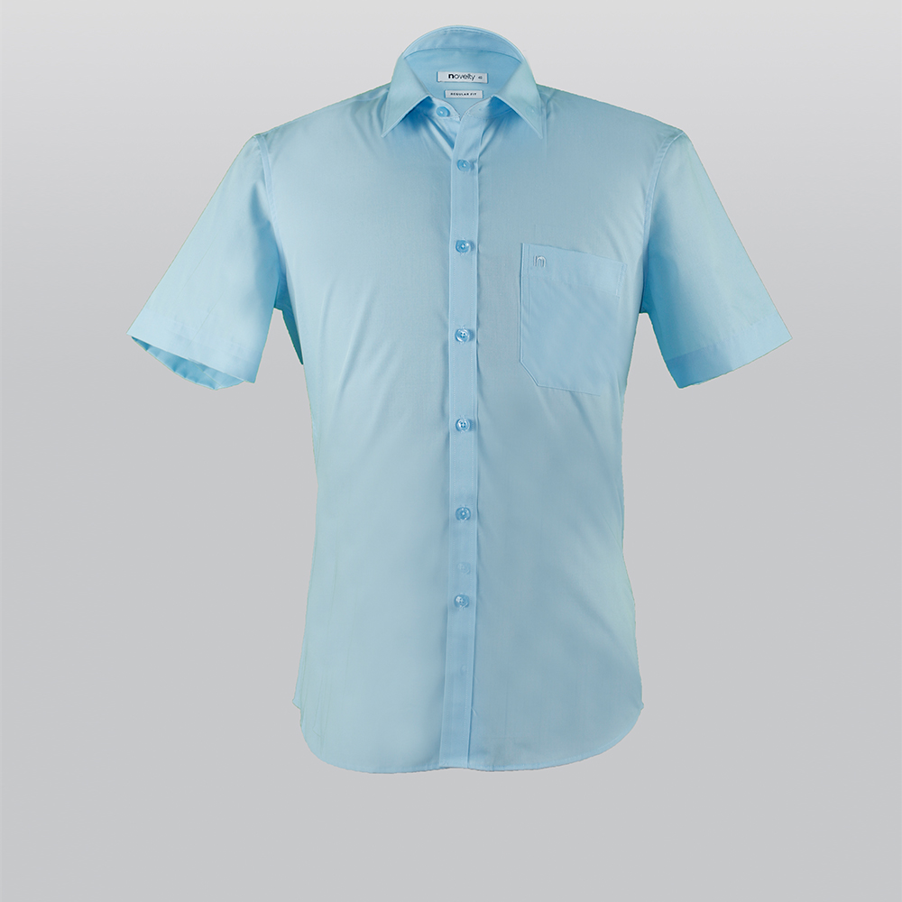 Áo sơ mi nam ngắn tay màu xanh dương nhạt  NOVELTY 190038N