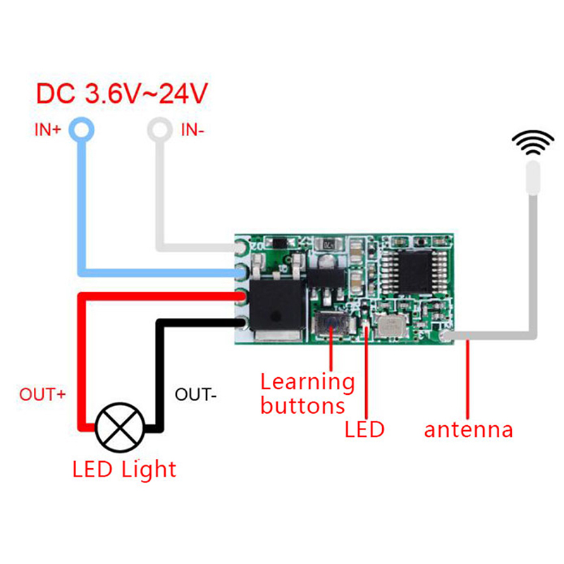 Qiudo 433Mhz 1CH RF relay receiver wireless remote control light switch micro module