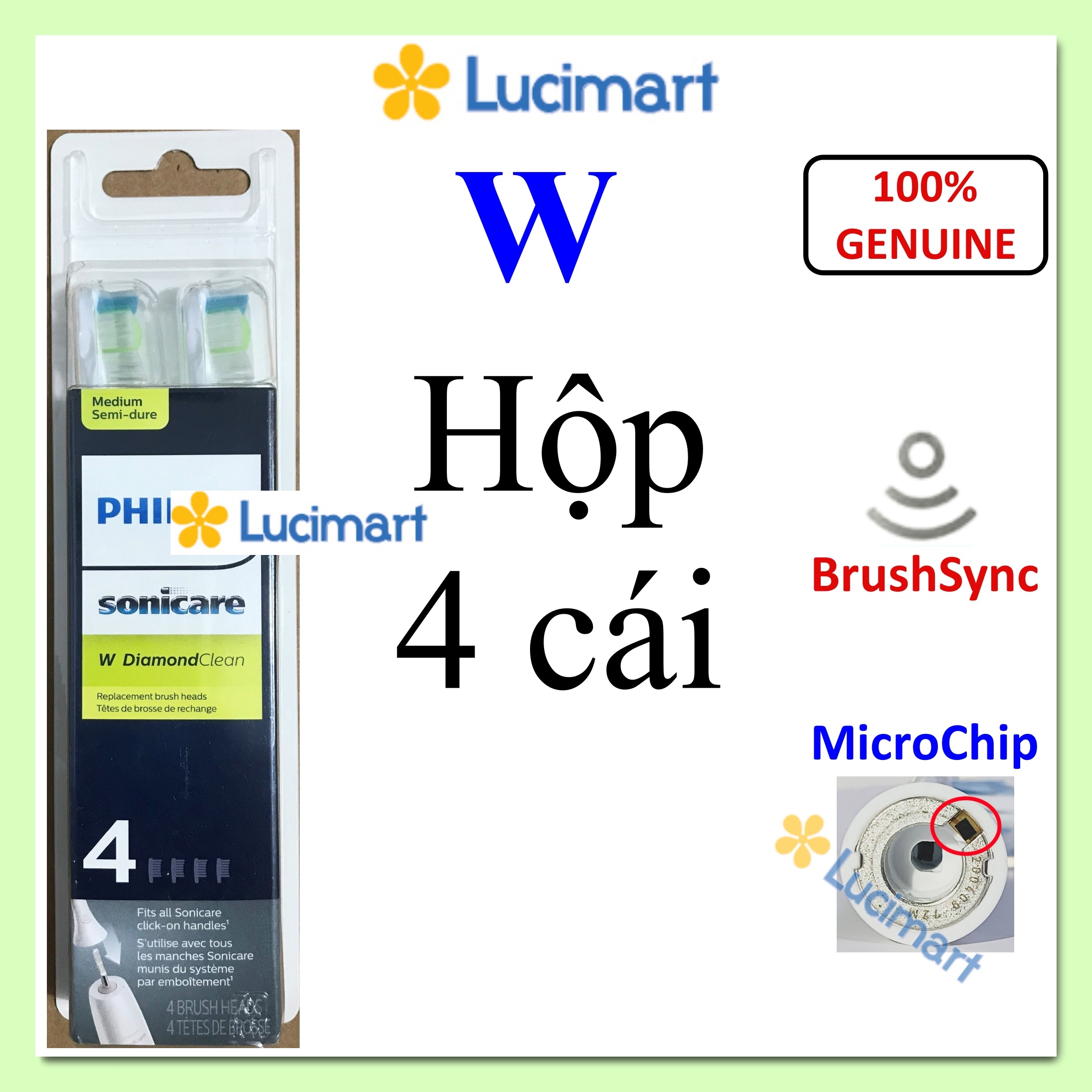 Đầu bàn chải điện Phi.lips Sonicare Diamond Clean W [Hàng Mỹ]