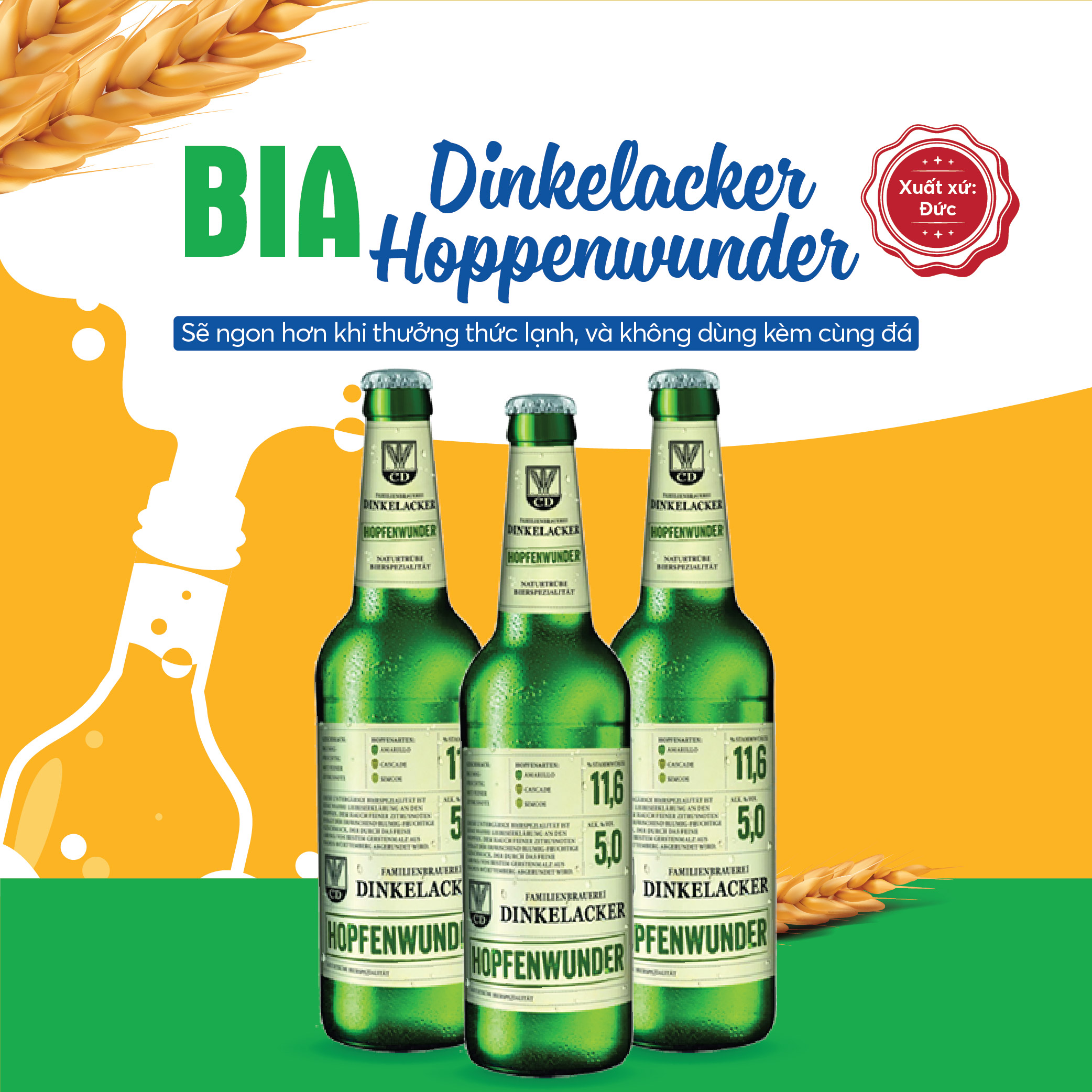 Bia Dinkelacker Hopfenwunder 5% – Chai 330ml