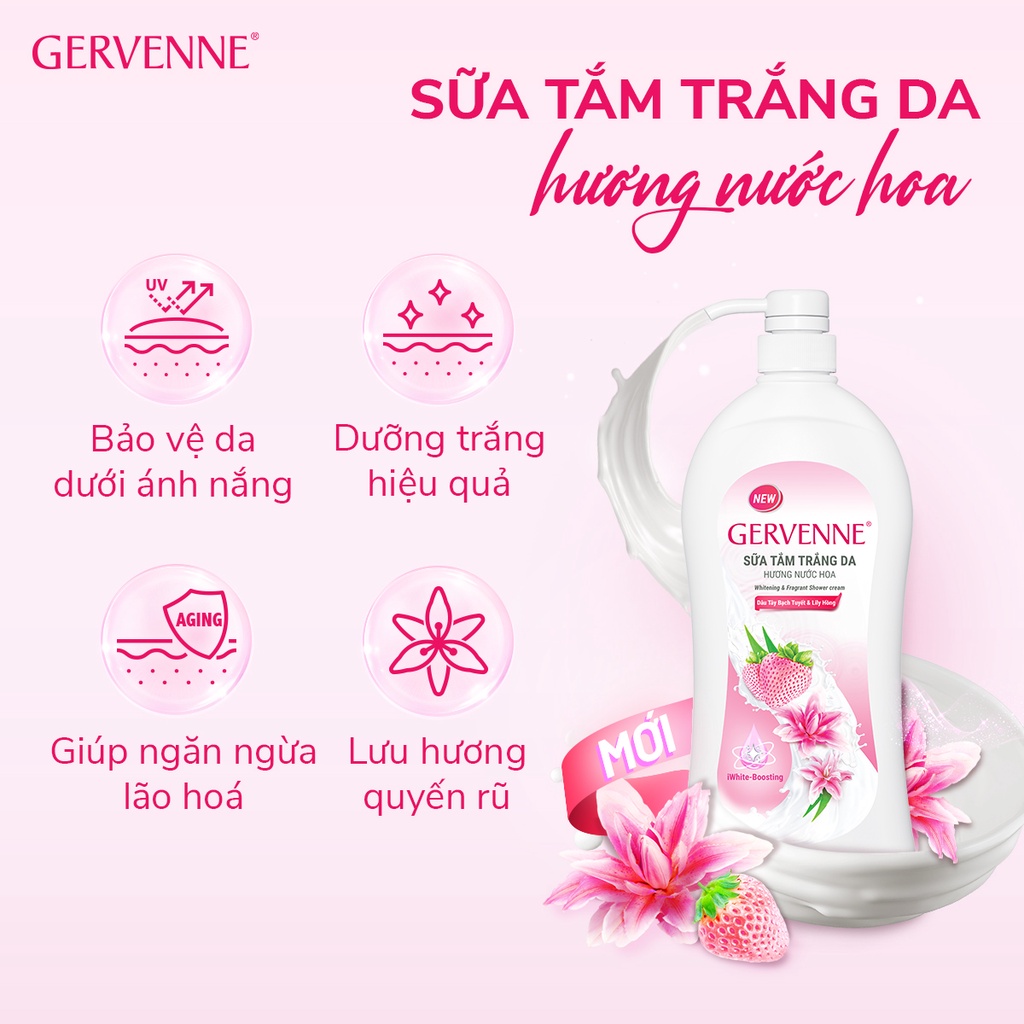 [Chai 450g] Sữa Tắm Trắng Da Hương Nước Hoa Gervenne – Da Sáng Mịn, Thơm Lâu