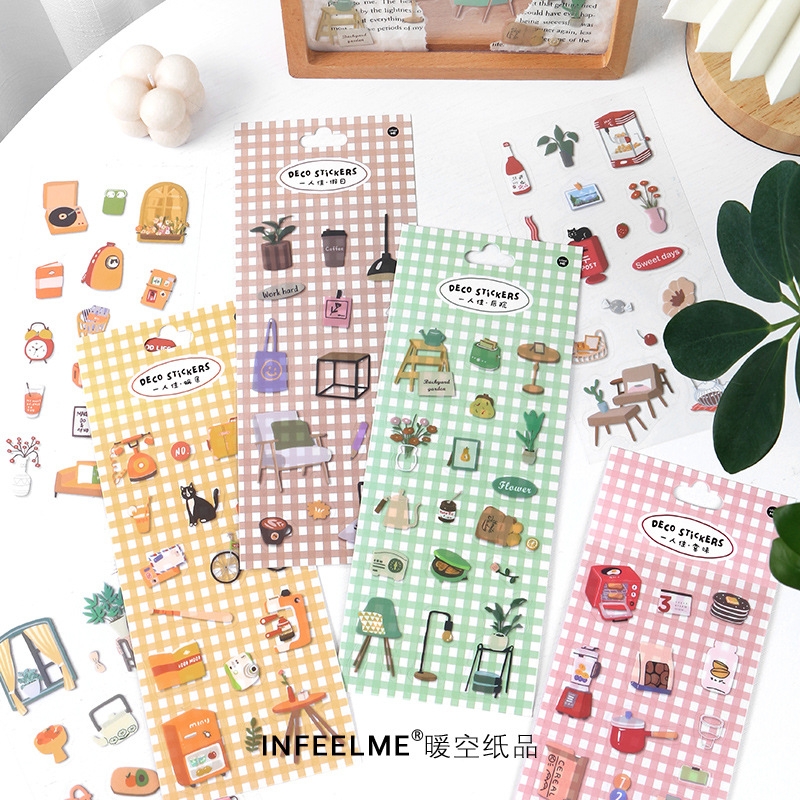 [HCM]Set 2 tấm sticker đồ vật xinh xắn (Hàng có sẵn)