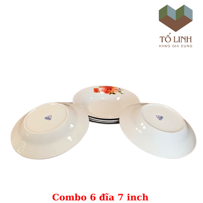 Combo 5 đĩa gốm sứ cao cấp 15.5cm,set bộ 5 đĩa gốm sứ cao cấp