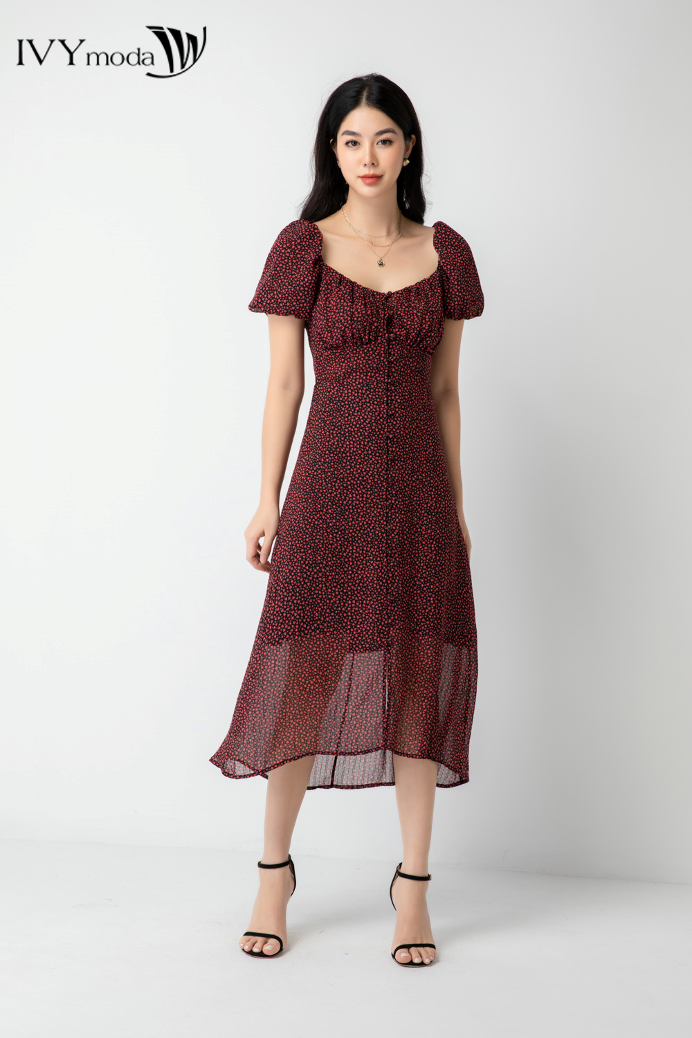 Đầm tay bồng phong cách tiểu thư sang chảnh IVY moda MS 48M6687