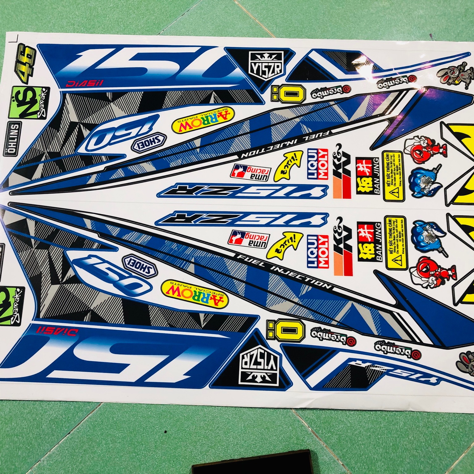 [ QUÍ KHÁCH VUI LÒNG MANG TEM RA TIỆM CHO THỢ DÁN] TEM RỜI xe exciter 150 xanh đen