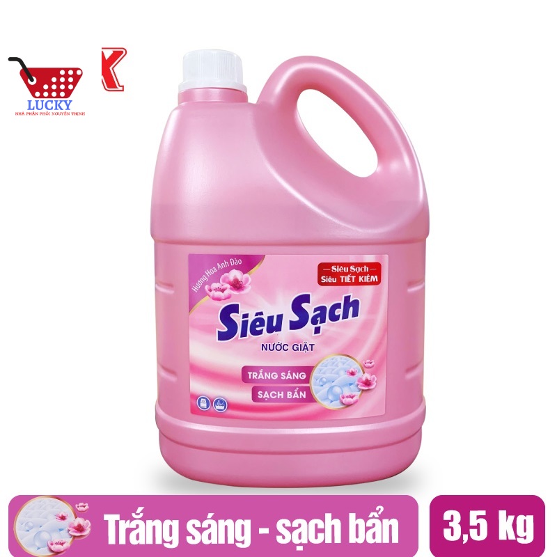 (HCM) Can nước giặt Lix Siêu Sạch Hương Hoa Anh Đào 3.5Kg - Tẩy Sạch Vết Bẩn Cực Mạnh