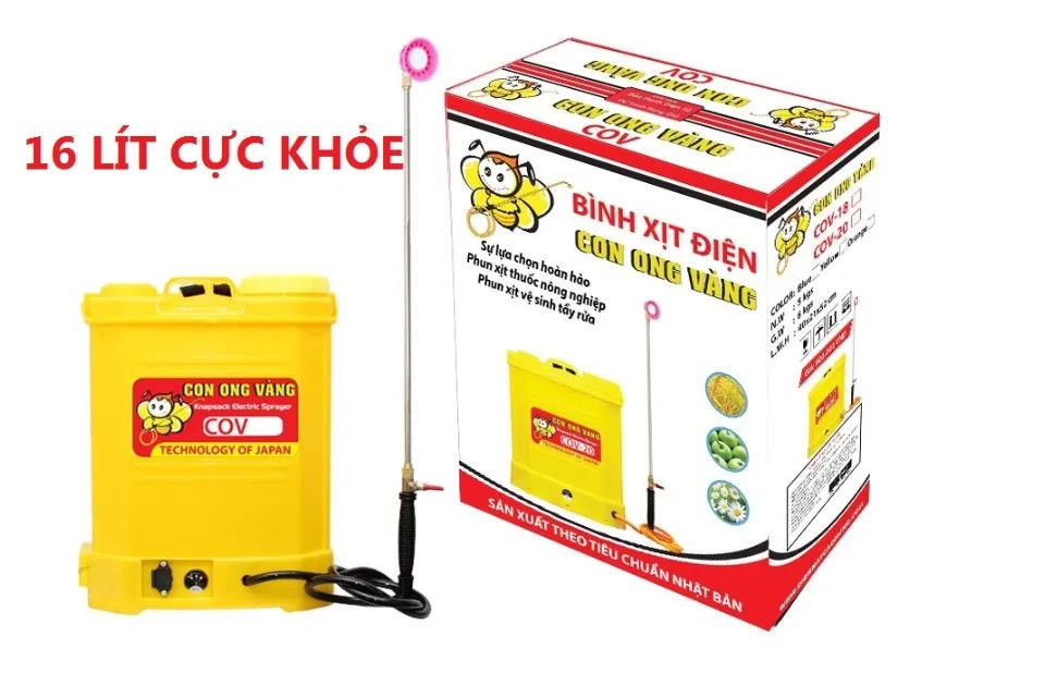 [HCM]Bình phun xịt điện COV 16 (Con Ong Vàng 16 Lít đeo lưng)