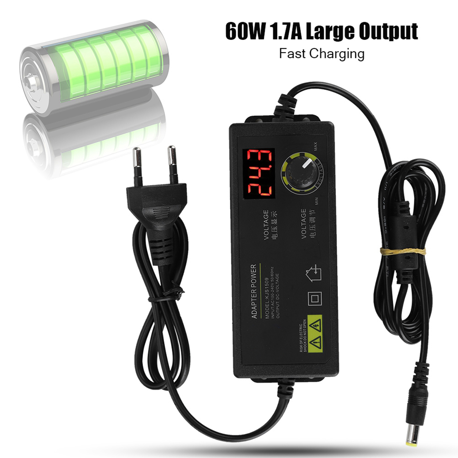 Bộ Đổi Nguồn Điều Chỉnh Phạm Vi Rộng 3-36V Bộ Chuyển Đổi AC DC 60W 1.7A Chống Nhiễu