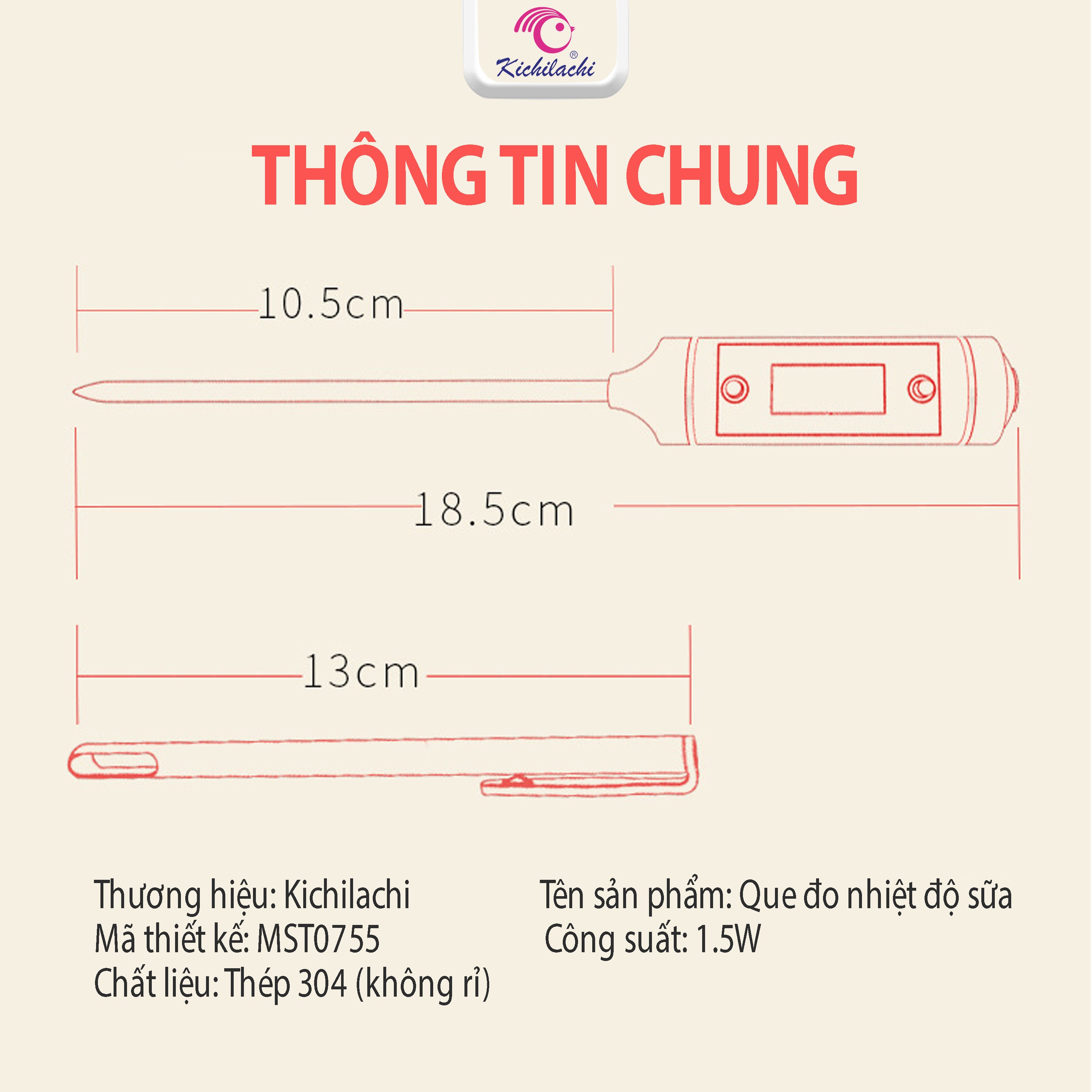 Que đo nhiệt độ sữa và thức ăn dặm cho bé Kichilachi