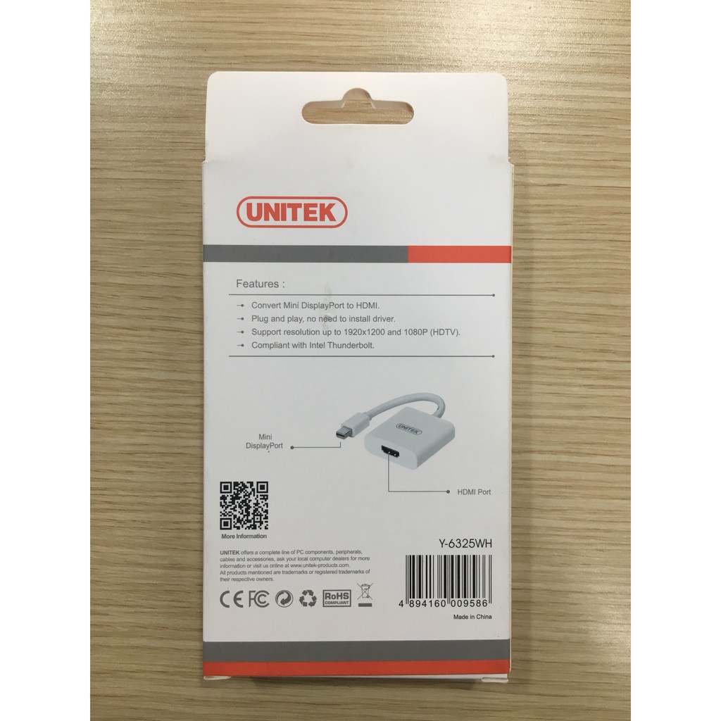 Cáp Mini Displayport To HDMI Unitek Y-6325WH
