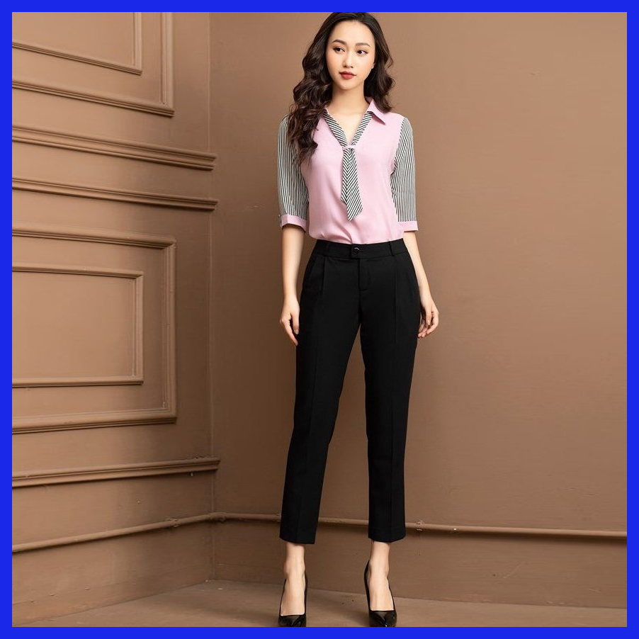 Quần Baggy nữ, quần công sở dài 9 tấc, chất vải Tuytsi dày dặn chuẩn dáng