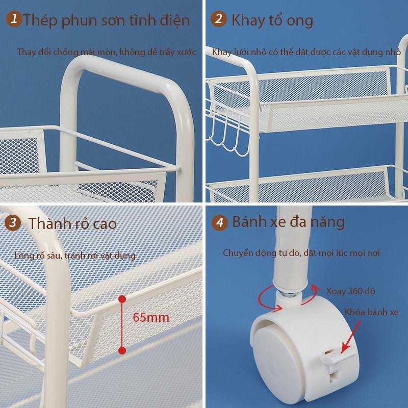 4-Tier Spa Cart with Mesh Tray