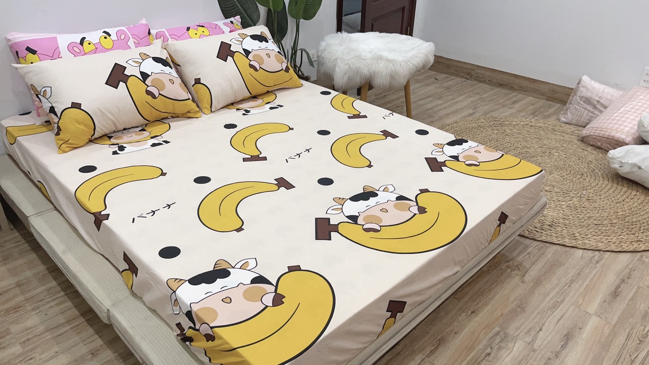 Set Ga Gối Mẫu Bò Sữa Chuối Mã P53