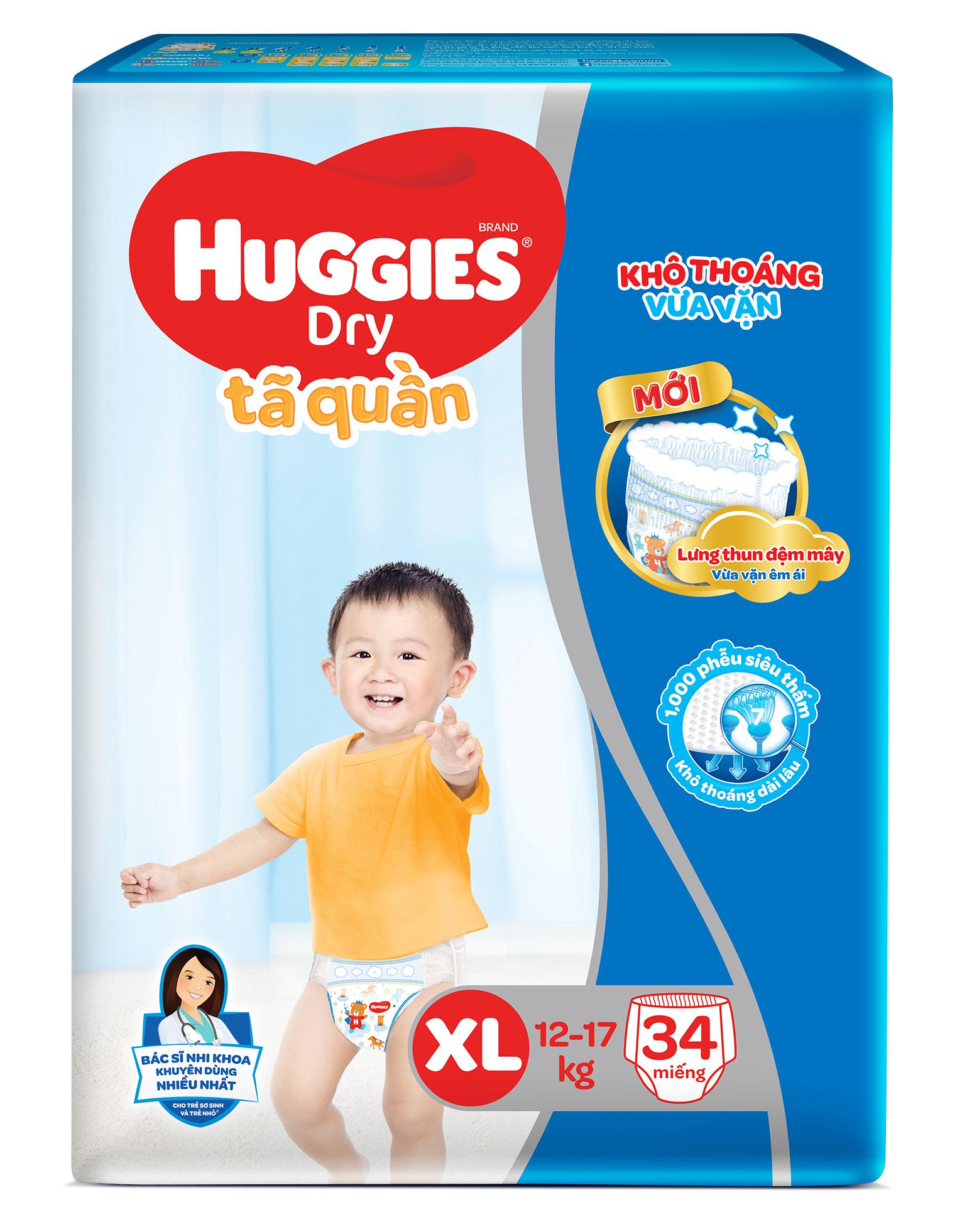 Bỉm tã quần Huggies Dry size XL 34 miếng (12-17kg)
