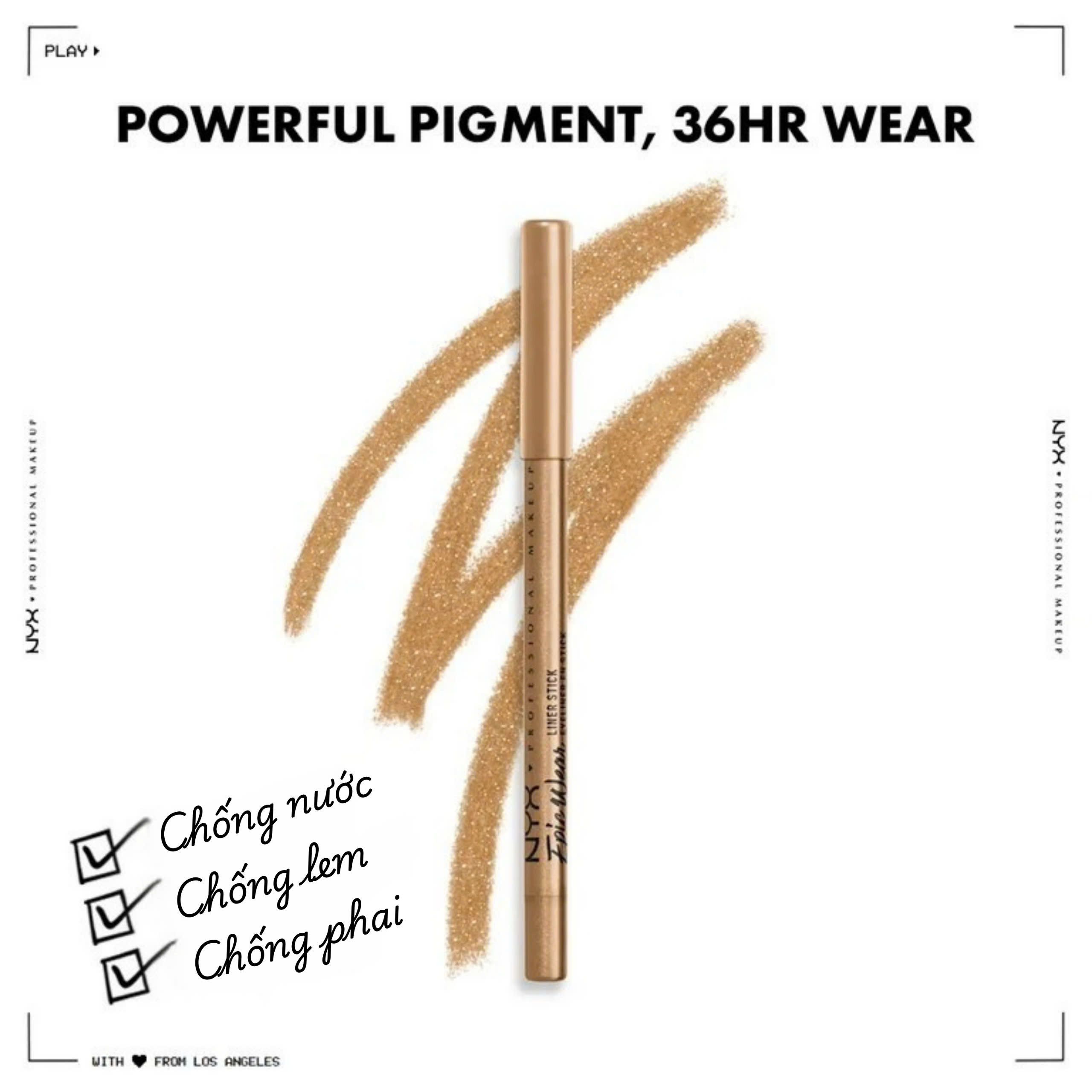 Chì kẻ mắt NYX Epic Wear Liner Sticks dạng chì chuốt có nhũ