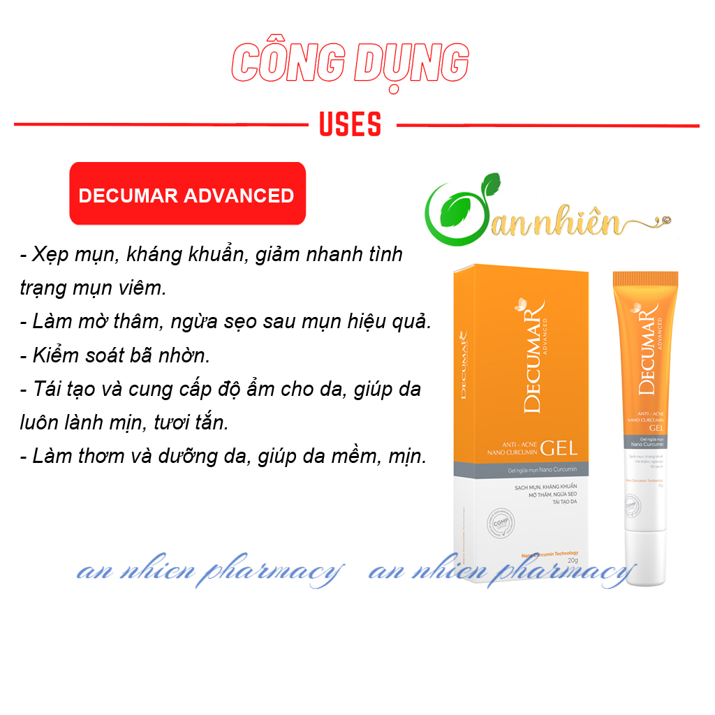 Gel Decumar - Gel ngừa mụn Nano Curcumin
