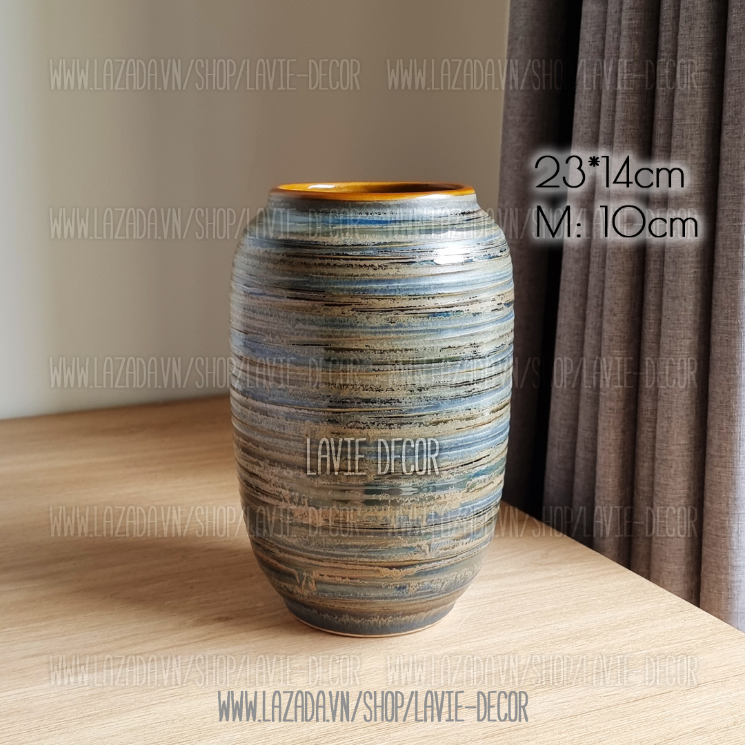Lọ hoa gốm sứ men hỏa biến ánh bạc Bát Tràng