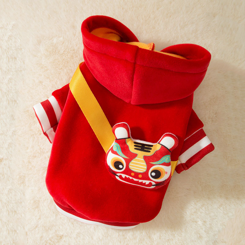 Áo tết Hoodie giả túi hổ cho chó mèo