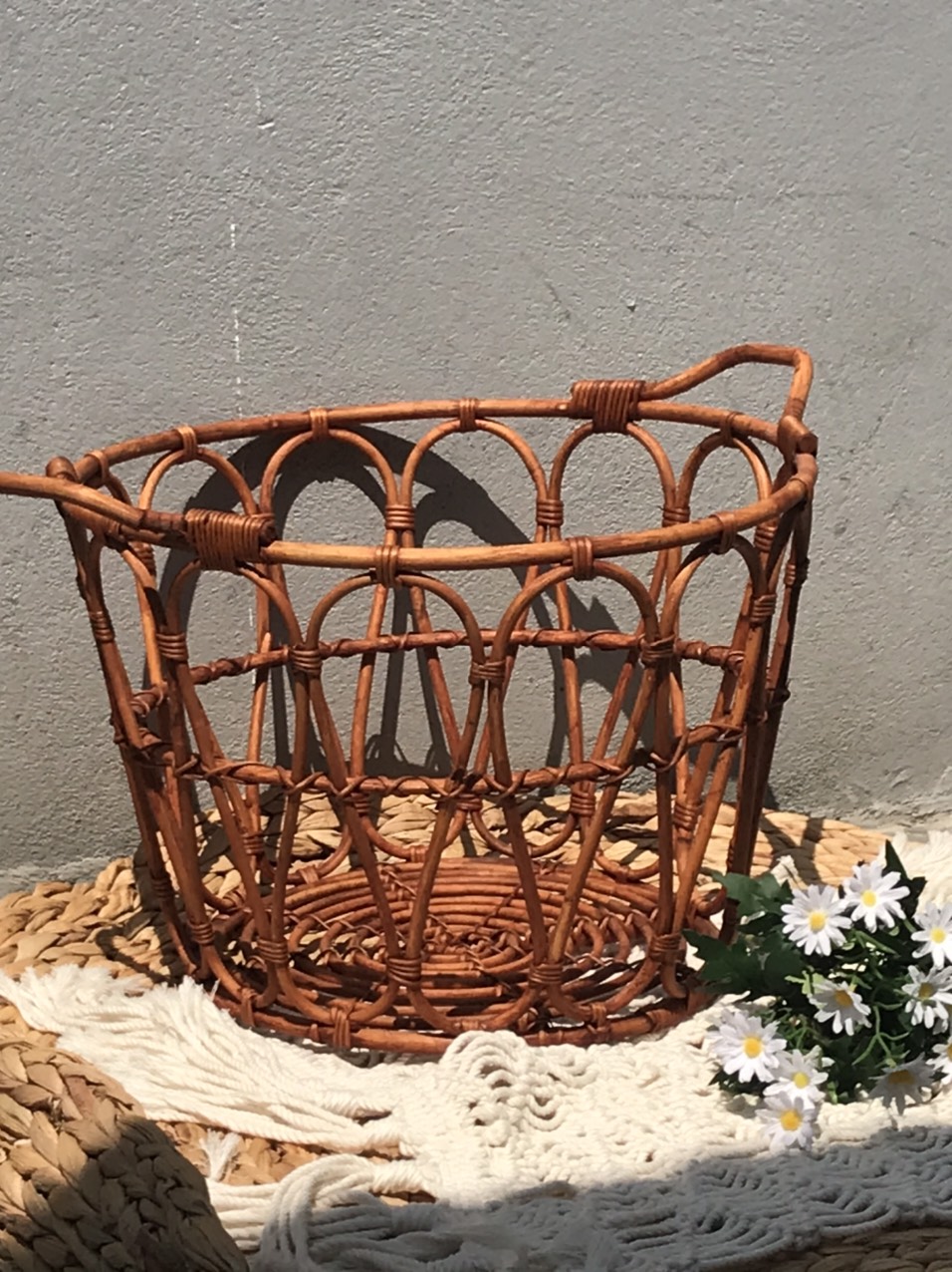 GIÁ THANH LÝ Sọt Mây Siêu Xinh Xắn Hàng Xuất Khẩu Đựng Đồ Chơi Trang Trí Nhà Cửa Kích Thước D54 * H39 cm Vintage Boho Giá Xuất Khẩu