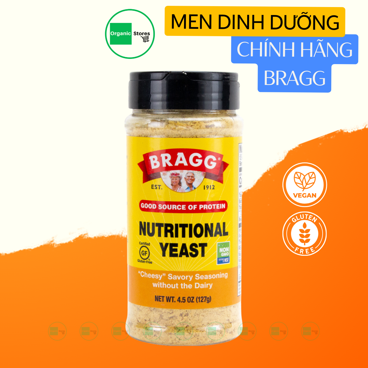 Men Dinh Dưỡng Nutritional Yeast 127g - Bragg - Ăn Kiêng - Giảm cân - Giảm Cholesterol - Ăn thực dưỡng - Organic Stores
