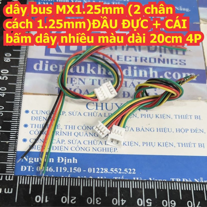 Dây bus mx1.25mm đầu đực + cái bấm dây nhiều màu dài 20cm 2p ~ 6p kde8594