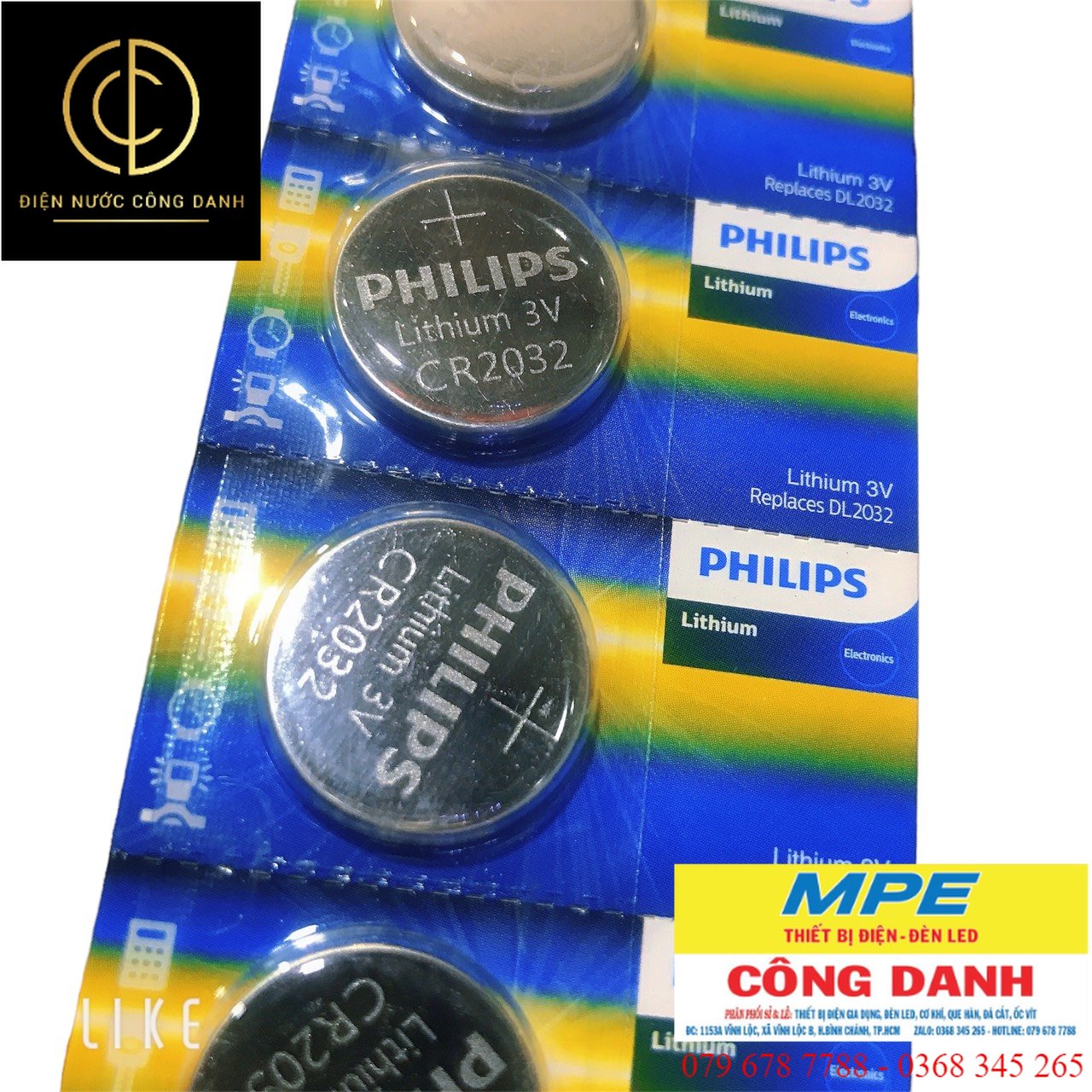 Pin minicell philips lithium cr2032 - 3v: vĩ 1 viên
