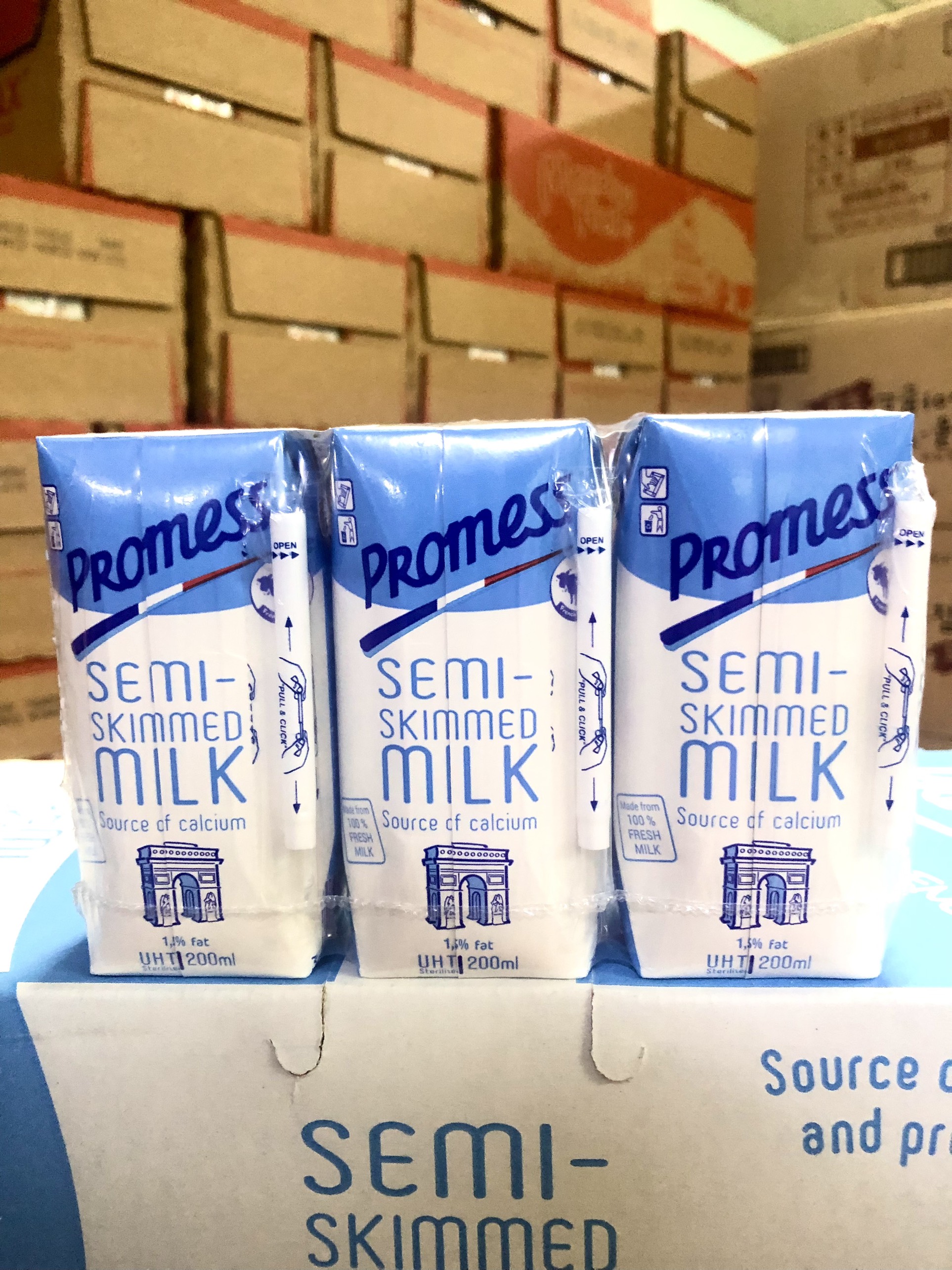 [Thùng 24 Hộp] Sữa Tươi Promess Ít Béo 200ml - Sữa Nhập Khẩu Pháp