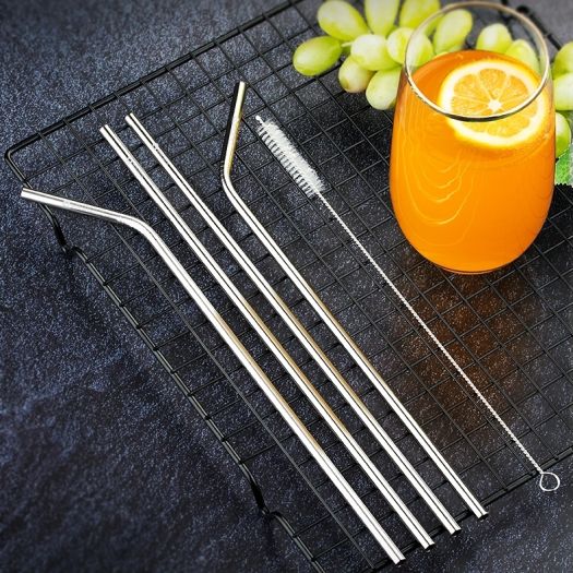 Bộ 2 ống hút Inox 304 kèm cọ rửa (Bạc)