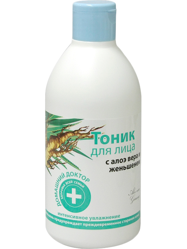 Nước cân bằng da dưỡng ẩm, khôi phục da hư tổn và chống oxy hóa  Domashnij Doctor chiết xuất Lô hội và Nhân sâm 300ml
