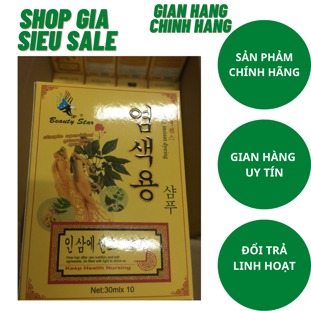 [HCM]Gội Là Đen Nhân Sâm Hộp 10 Gói Kèm Bao Tay