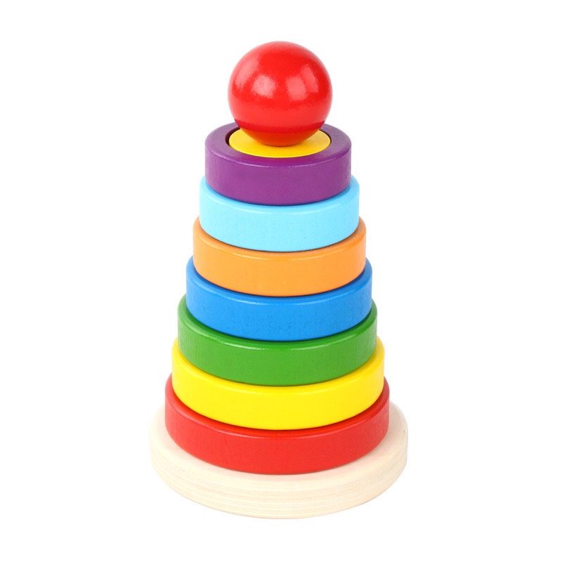 Đồ chơi xếp tháp cầu vồng Montessori