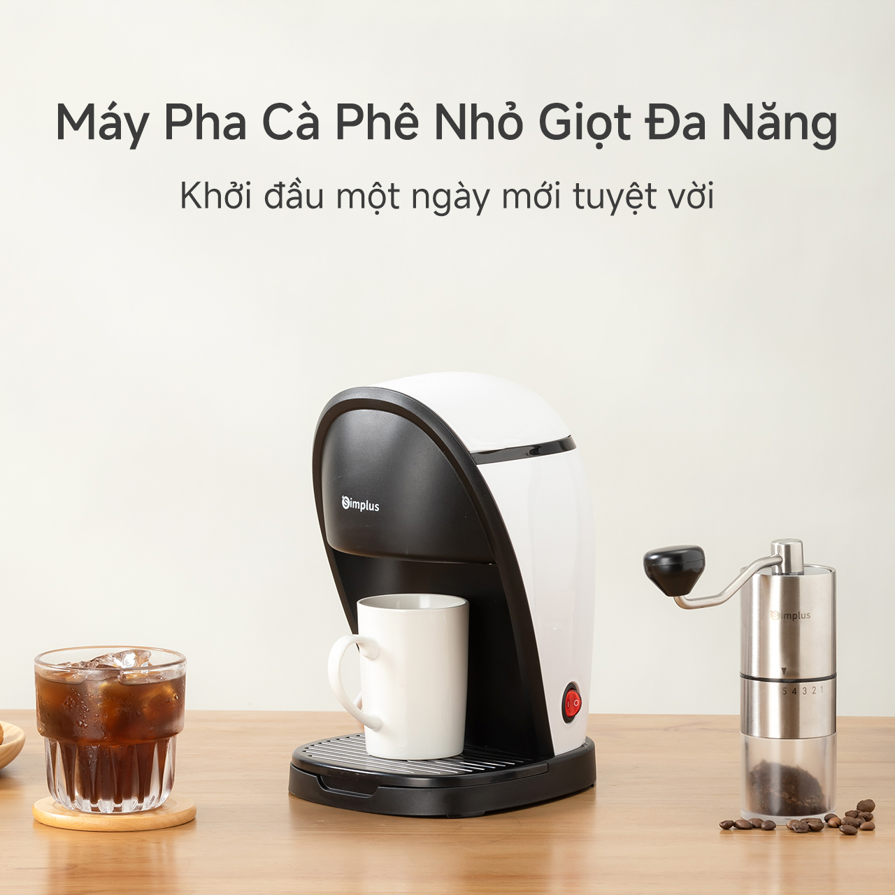 [New Arrival] Simplus Máy Pha Cà Phê Máy Pha Cà Phê Đa Năng Mỹ Có thể Dùng Để Pha Cà Phê Và Trà Thiết Kế Nhỏ Gọn Dung Tích Bình Chứa Nước 250ml KFJH018 - Bảo hành 1 năm 1 đổi 1