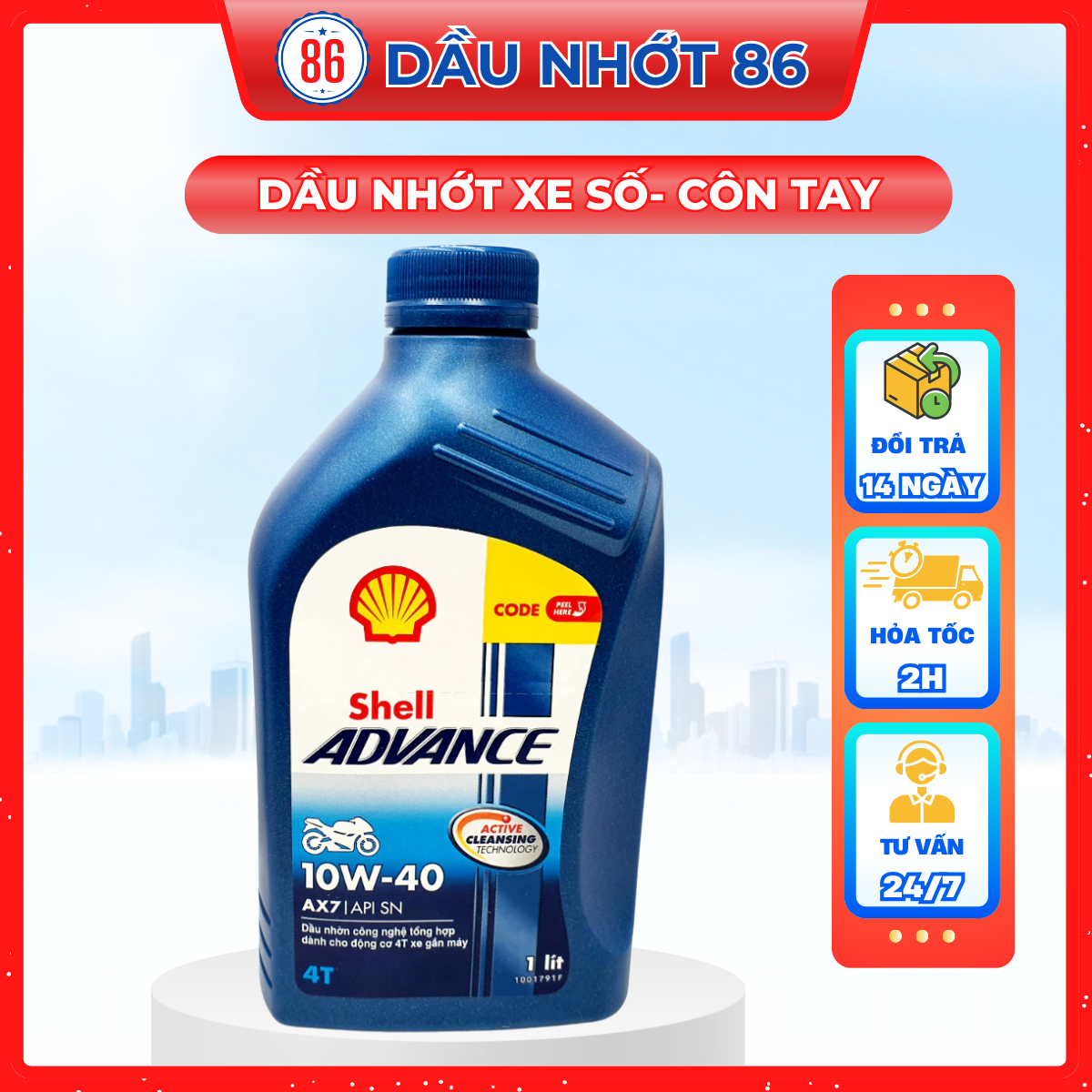 Nhớt xe số cao cấp Shell Advance Ax7 10W40 1L