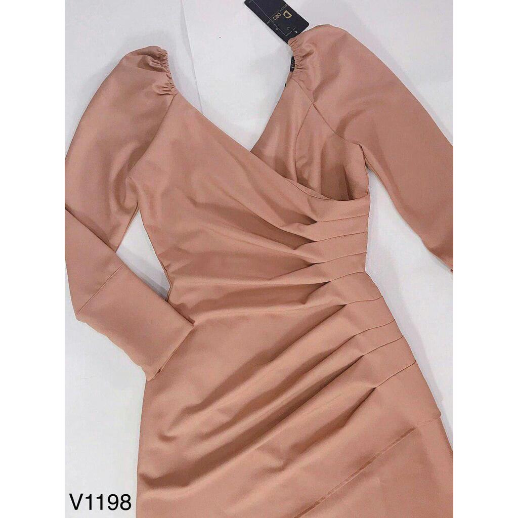 Đầm xòe màu nude thiết kế V1198