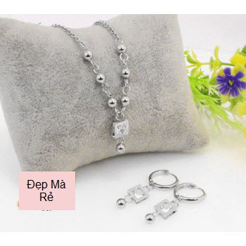Ankle chains female stainless steel đẹp that cheap square style applique stone zircon hanging ball (white)-commitment 1 Đổi 1 if Hoen, Rust