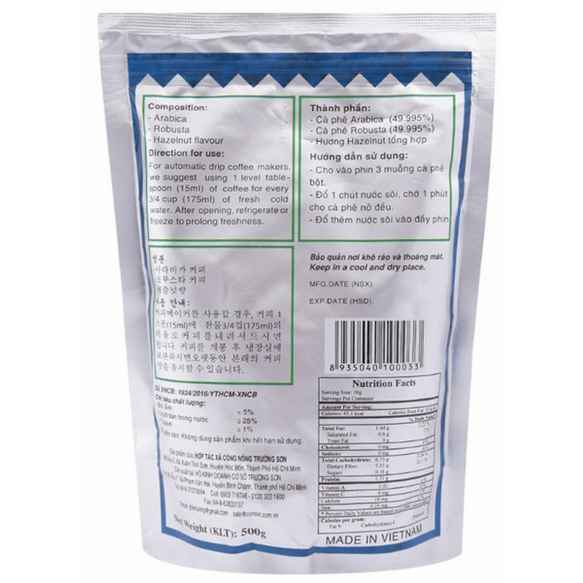 Cà phê Con Sóc Gói Xanh 500g