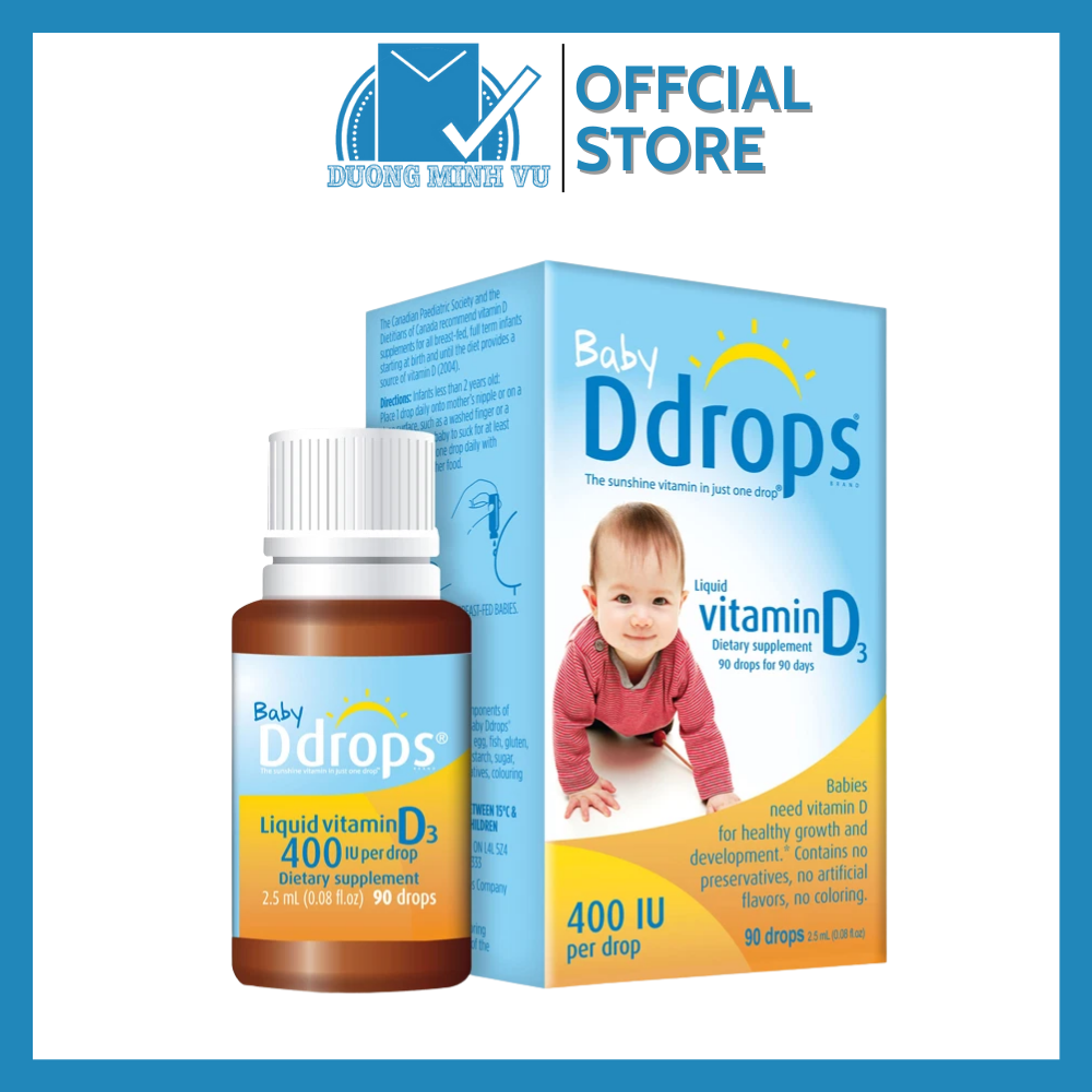 Vitamin D3 Drops - Baby DDrops Bổ Sung Vitamin D Cho Bé 90 Giọt HÀNG MỸ USA