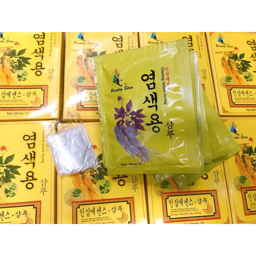 [HCM]Gội Là Đen Nhân Sâm Hộp 10 Gói Kèm Bao Tay