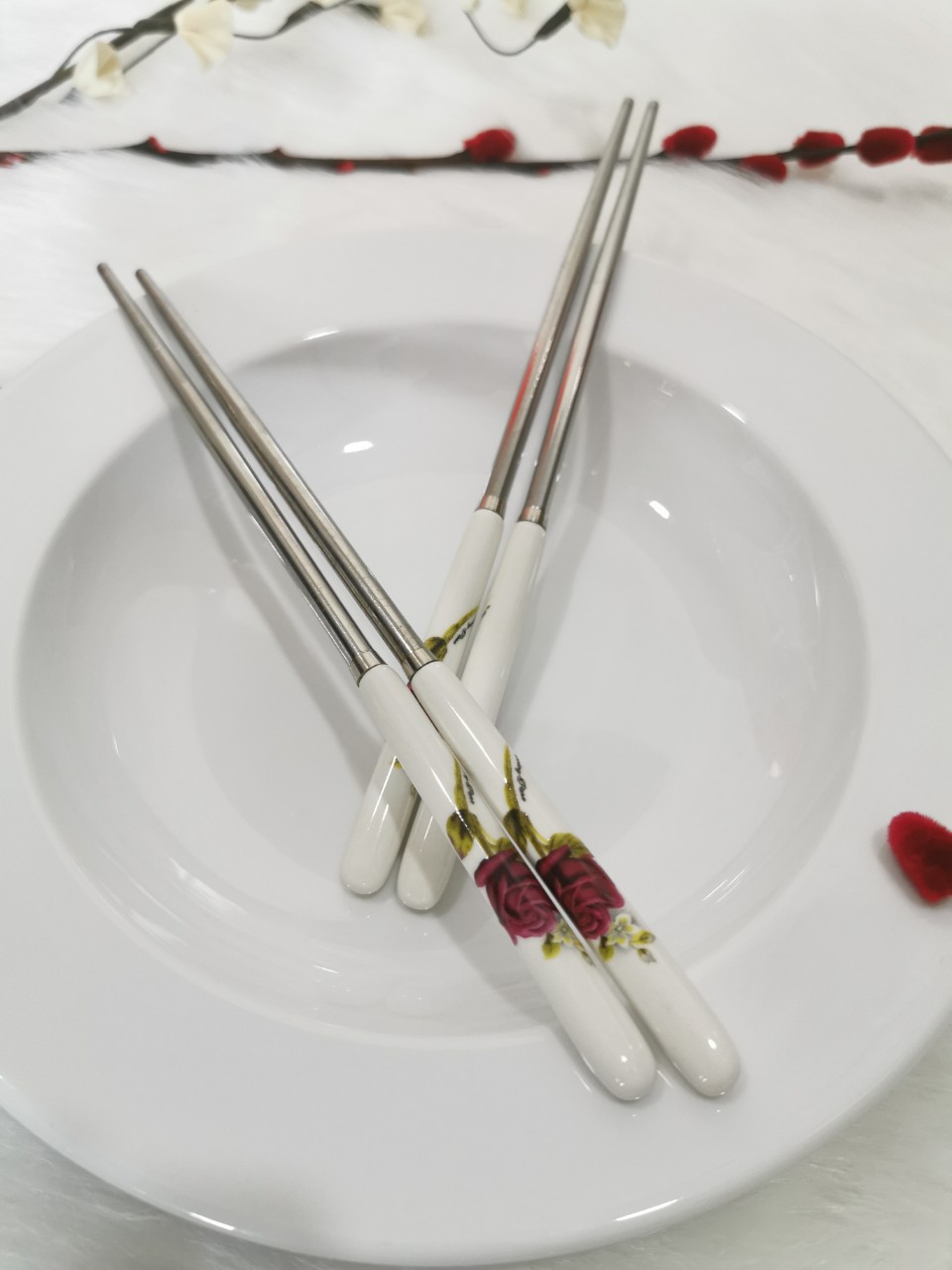 SET 2 BỘ ĐŨA ĂN INOX CÁN SỨ HÀN QUỐC