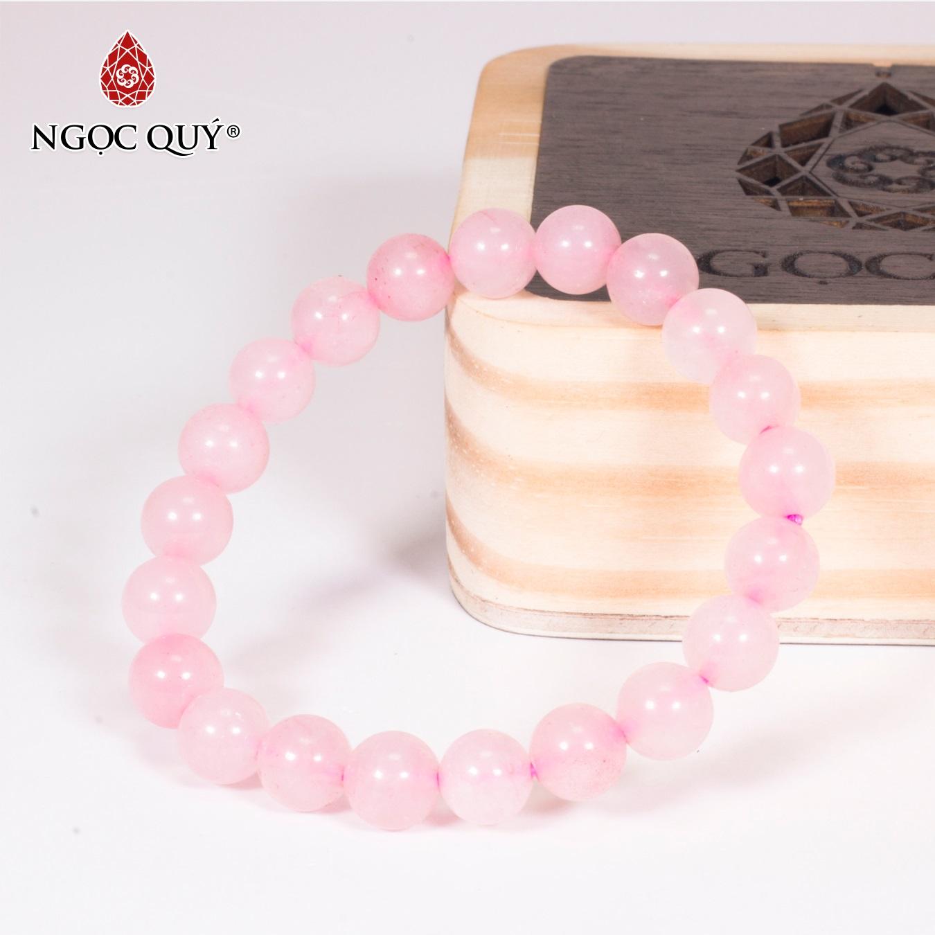 [HCM]Vòng tay đá thạch anh hồng 8mm mệnh hỏathổ (màu hồng) - Ngọc Quý Gemstones
