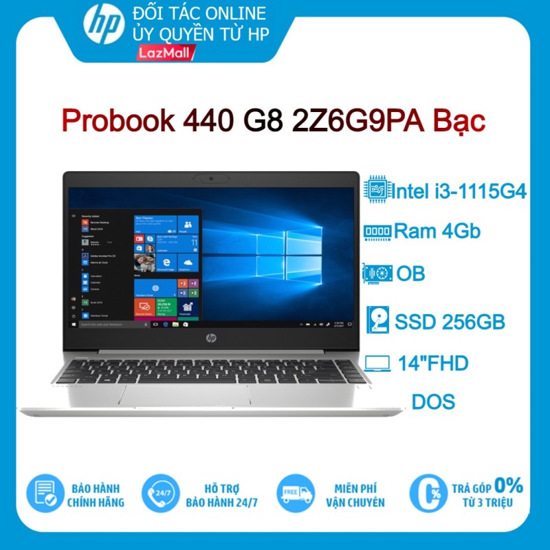 Laptop HP Probook 440 G8 2Z6G9PA Bạc i3-1115G4| 4GB| 256GB| OB| 14FHD| Dos-Hàng chính hãng new 100%