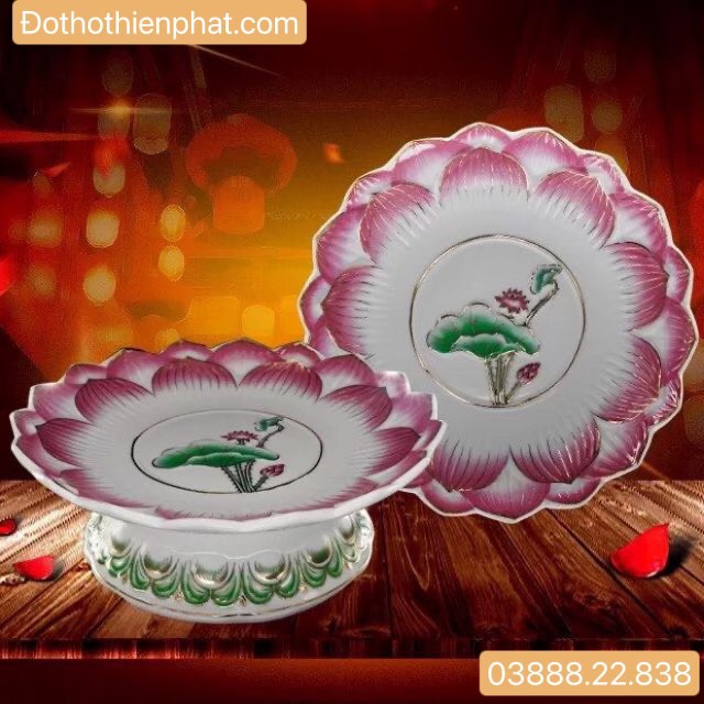 ĐĨA BẠCH NGỌC SỨ HOA SEN NỔI 7INCH