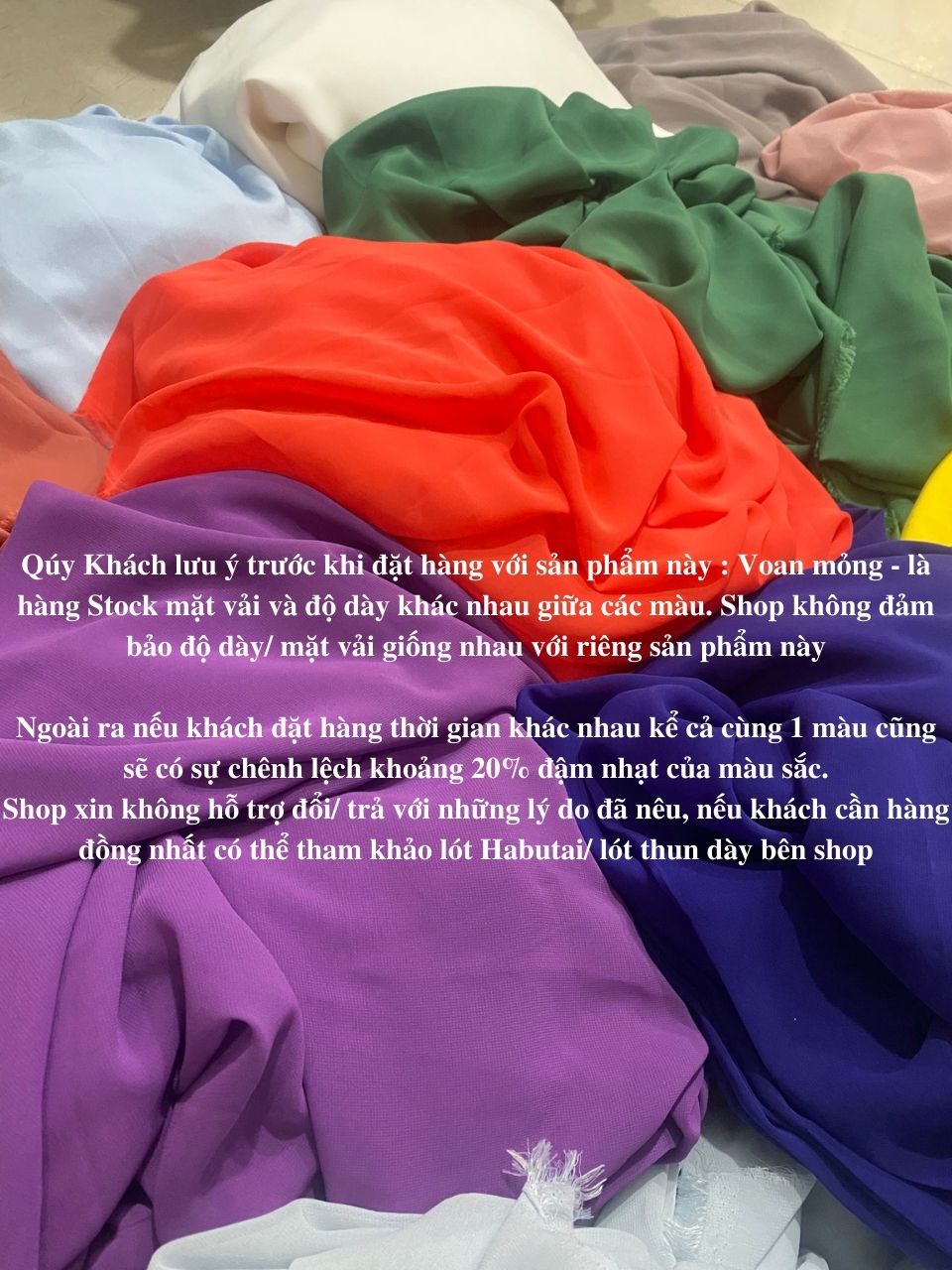 VẢI CHIFFON GIÁ RẺ LOẠI MỎNG ( BẢNG MÀU 2 ) - LÀM LÓT
