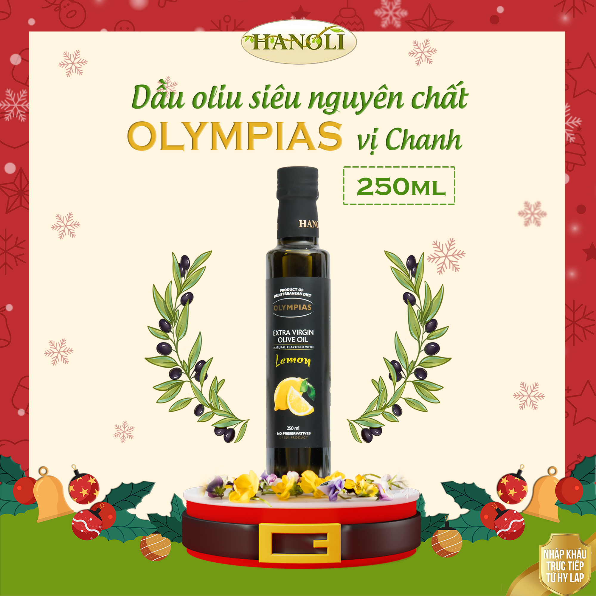 Dầu Oliu Siêu Nguyên Chất Olympias Vị Chanh Extra Virgin Olive Oil 250ml