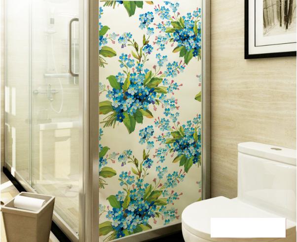 Decal dán kính cao cấp - Hoa Chùm Xanh ( 60x58cm )-DK7108